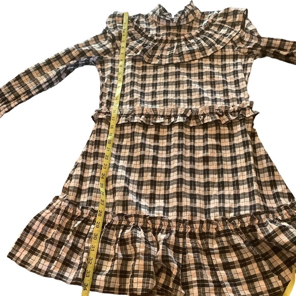 GANNI Channa Ruffled Plaid High-Neck Mini Dress | Size 6-8 - Picture 8 of 10